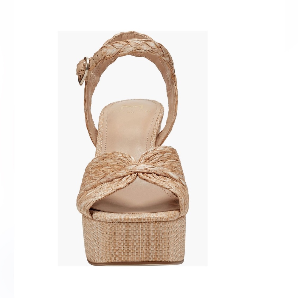 Marc Fisher LTD Chela Platform Raffia Sandals Medium Natural Tan Women’s Size 11 - Picture 6 of 14